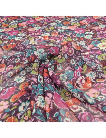 Tissu polyester imprimé floral multicolore