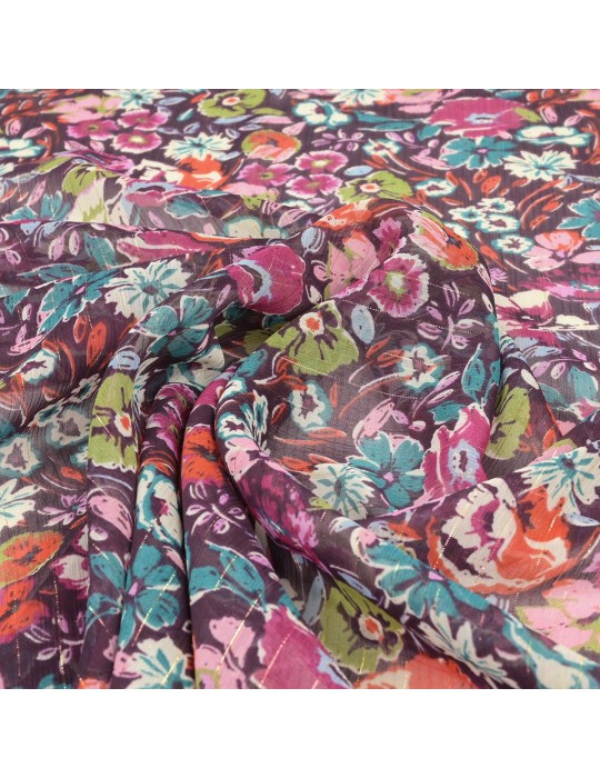 Tissu polyester imprimé floral multicolore