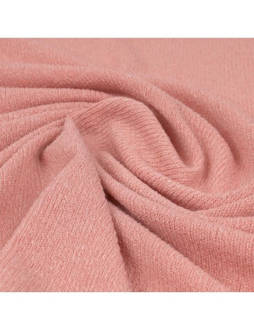Tissu jersey côtelé uni rose