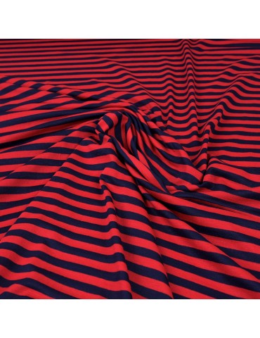 Tissu jersey rayure bleu/rouge