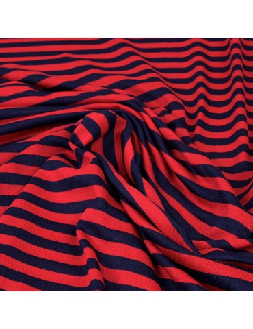 Tissu jersey rayure bleu/rouge