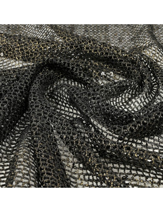 Tissu filet foil paillettes noir/or