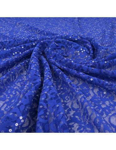 Tissu dentelle paillette bleu royal