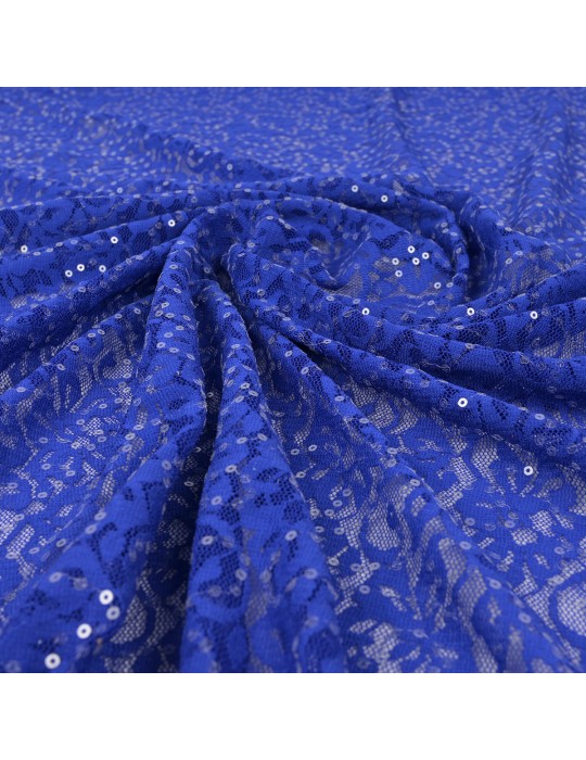 Tissu dentelle paillette bleu royal