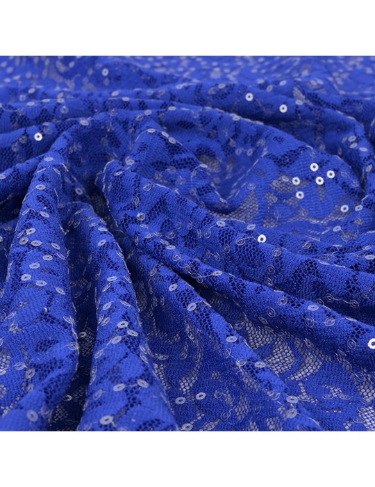 Tissu dentelle paillette bleu royal