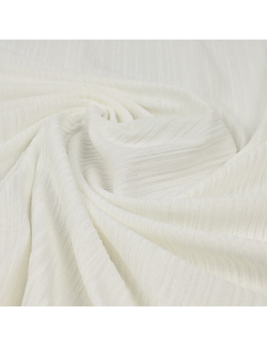 Tissu jersey côtelé écru/argenté