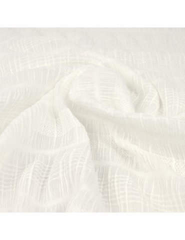 Tissu gaufré brodé ivoire