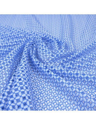 Tissu dentelle losange bleu/blanc