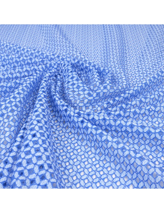 Tissu dentelle losange bleu/blanc