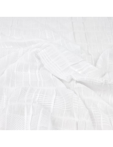 Tissu gaufré brodé blanc