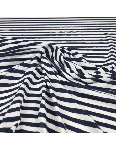 Tissu jersey rayé blanc/marine
