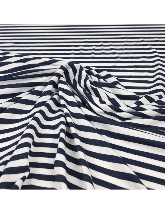 Tissu jersey rayé blanc/marine
