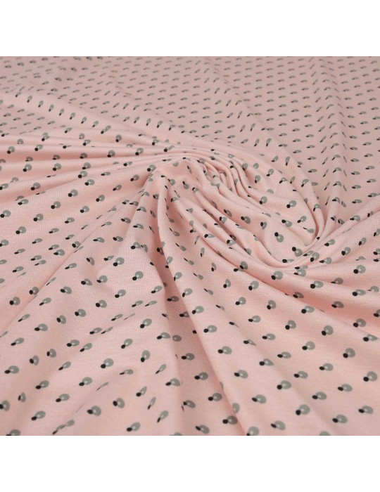 Tissu jersey imprimé rose poudre