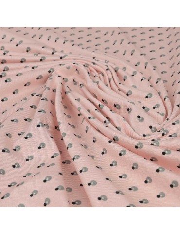 Tissu jersey imprimé rose poudre