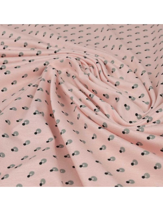 Tissu jersey imprimé rose poudre