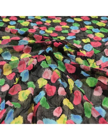 Tissu maille imprimé à pois multicolore