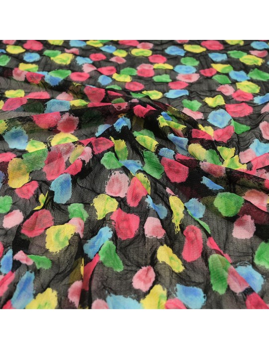 Tissu maille imprimé à pois multicolore