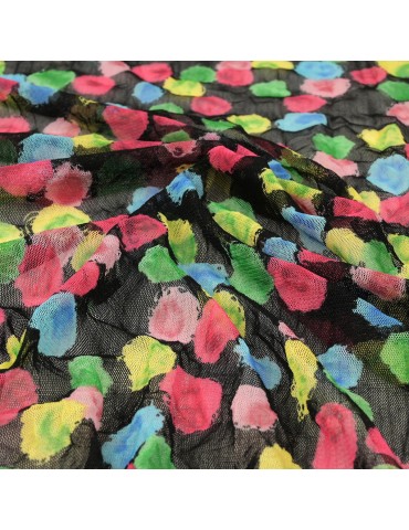 Tissu maille imprimé à pois multicolore