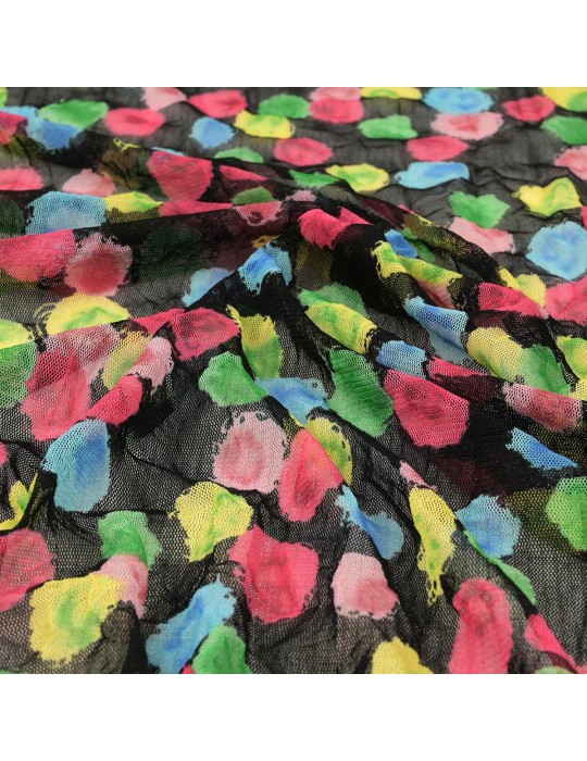 Tissu maille imprimé à pois multicolore