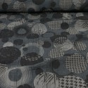 Tissu polyester imprimé noir/gris