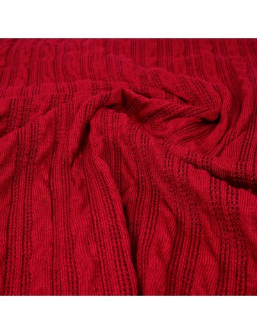 Coupon tissu jersey torsades rouge 200 x 165 cm