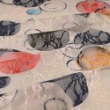 Tissu dentelle imprimé cercles colorés