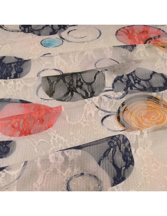 Tissu dentelle imprimé cercles colorés