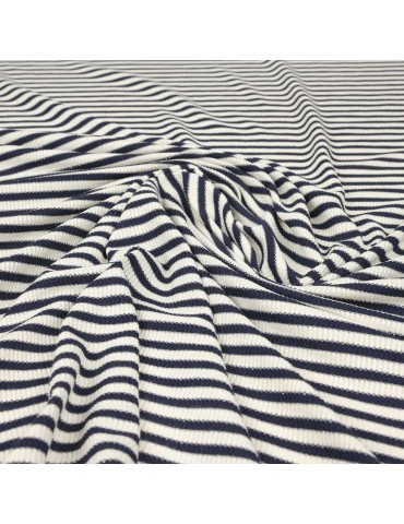 Tissu jersey foil blanc/navy