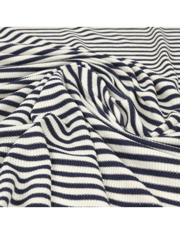 Tissu jersey foil blanc/navy