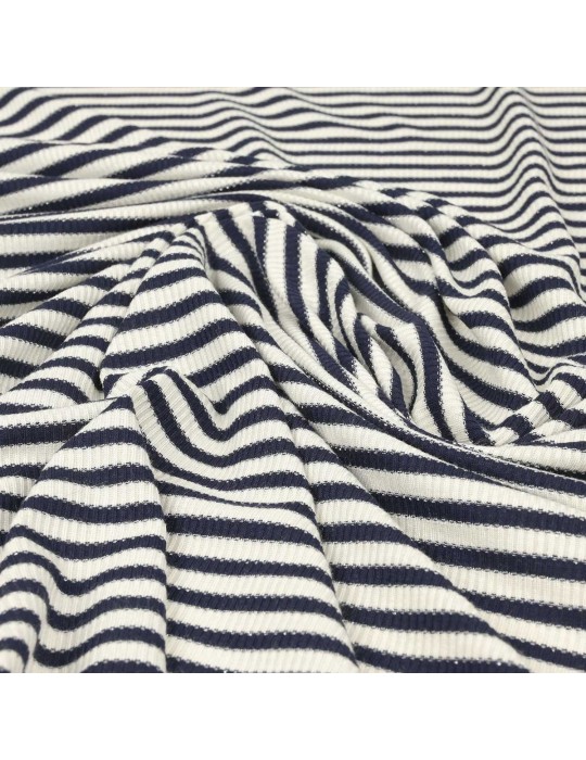 Tissu jersey foil blanc/navy