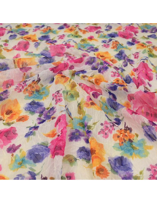 Tissu maille imprimé floral multicolore