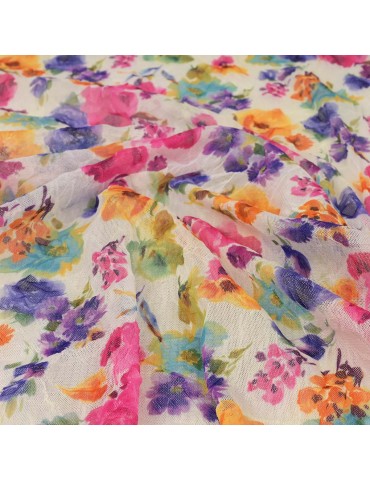 Tissu maille imprimé floral multicolore