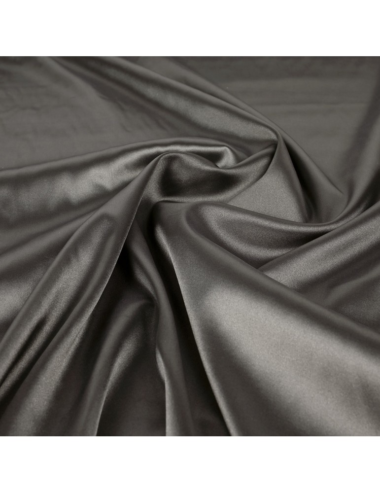 Tissu satin élasthanne uni noir Tissu satin élasthanne uni noir