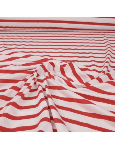 Tissu jersey rayé blanc/rouge