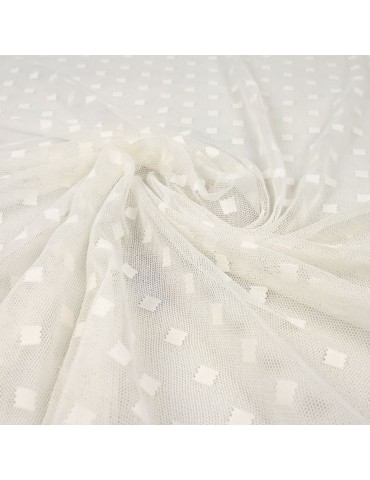 Tissu maille géométrique blanc