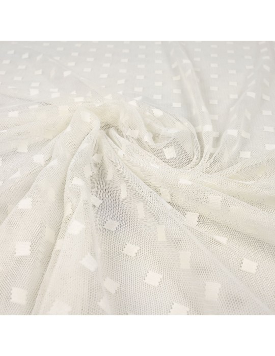 Tissu maille géométrique blanc