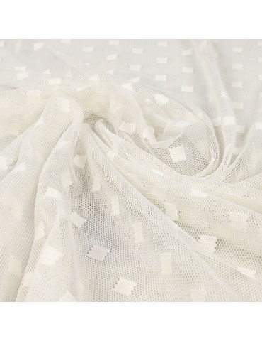 Tissu maille géométrique blanc