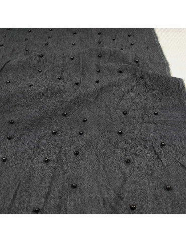 Tissu chambray à perles noir