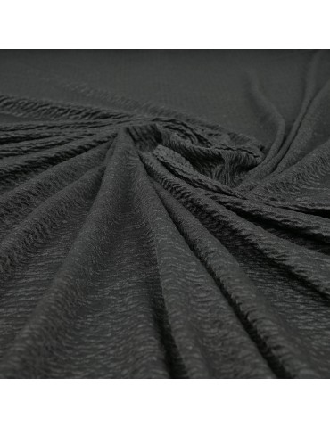 Tissu jersey plissé uni noir