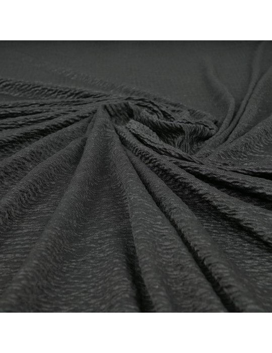 Tissu jersey plissé uni noir