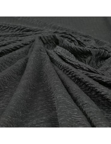 Tissu jersey plissé uni noir