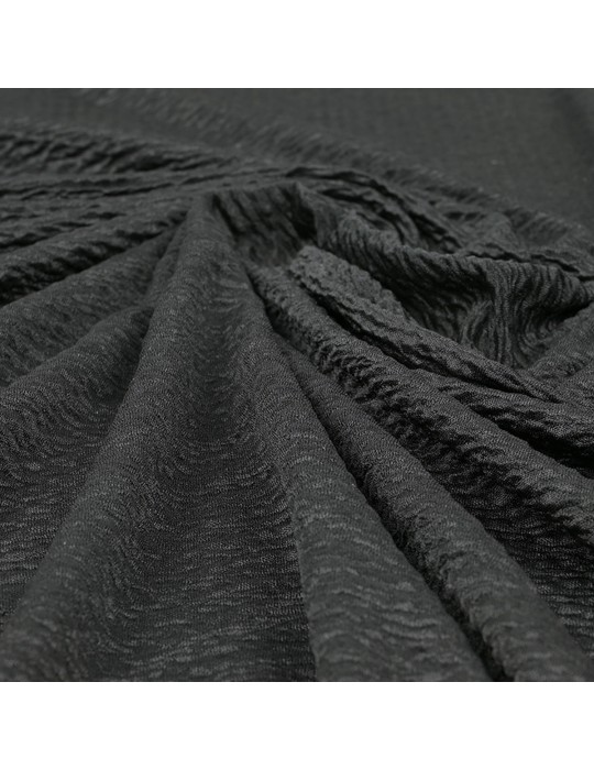 Tissu jersey plissé uni noir