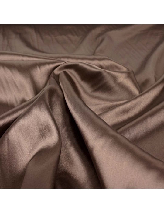 Tissu satin élasthanne uni marron