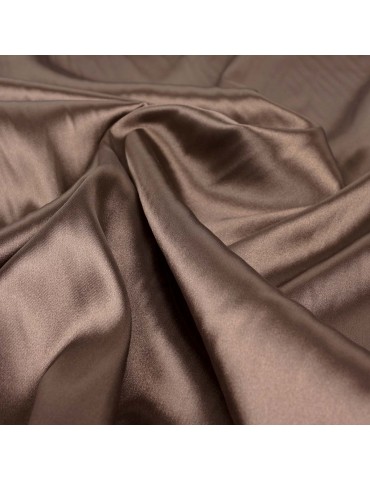 Tissu satin élasthanne uni marron