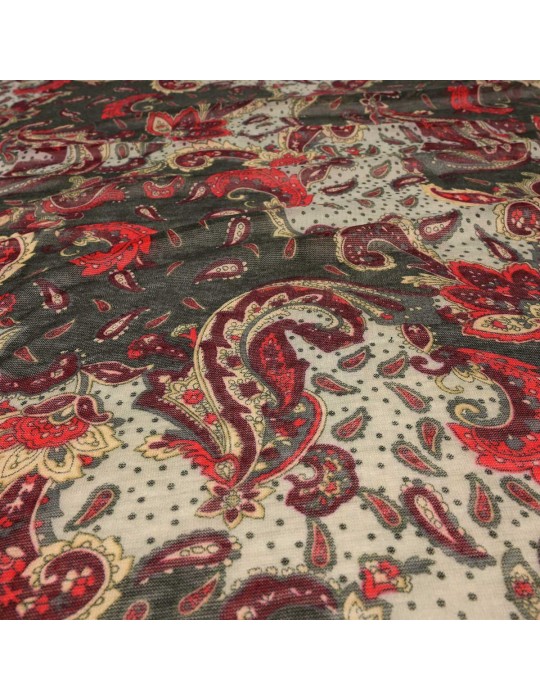 Coupon tissu d'habillement noir/rouge 300 x 140 cm