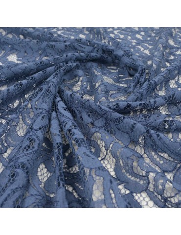 Coupon tissu dentelle bleu jean 300 x 140 cm