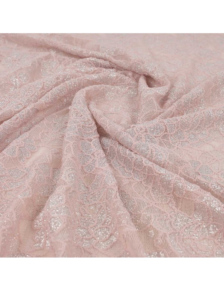 Coupon tissu dentelle rose/argent 300 x 140 cm Coupon tissu dentelle rose/argent 300 x 140 cm