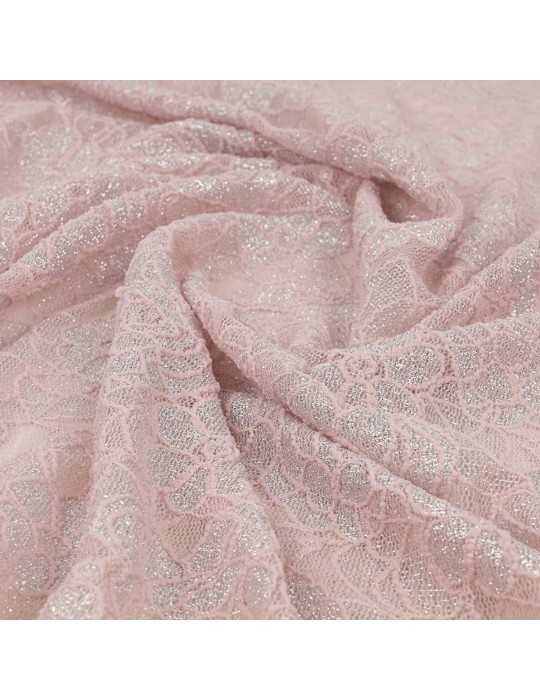 Coupon tissu dentelle rose/argent 300 x 140 cm