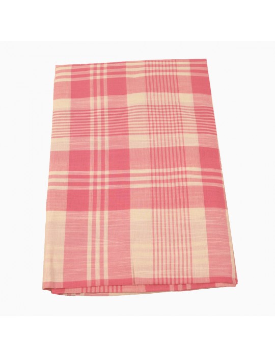 Coupon 100 % coton quadrillage rose/beige