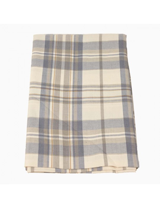 Coupon 100 % coton quadrillage écru/violet